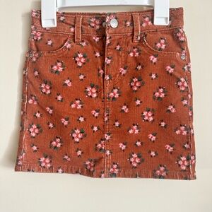 Art Class Floral Corduroy Mini Skirt